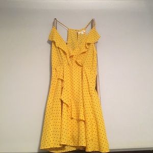 Yellow polka dot mini dress